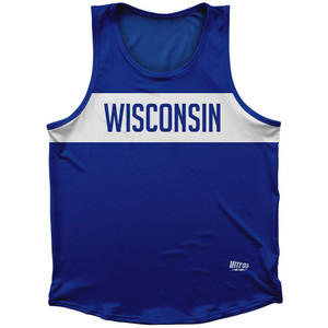 Wisconsin Finish Line State Flag Sport Tank Top Made In USA-Blue Wisconsin Finish Line State Flag Sport Tank Top Made In USA-Blue
