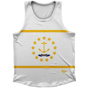 Rhode Island State Flag Sport Tank Top Made In USA - White Yellow Rhode Island State Flag Sport Tank Top Made In USA - White Yellow