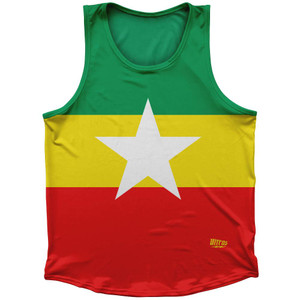 Myanmar Country Flag Sport Tank Top Made In USA - Green Yellow Red