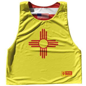 New Mexico State Flag and American Flag Reversible Lacrosse Pinnie Made In USA - Yellow New Mexico State Flag and American Flag Reversible Lacrosse Pinnie Made In USA - Yellow