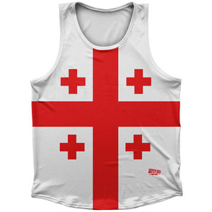 Georgia Country Flag Sport Tank Top Made In USA - White