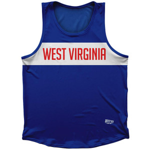West Virginia Finish Line State Flag Sport Tank Top Made In USA - Blue West Virginia Finish Line State Flag Sport Tank Top Made In USA - Blue