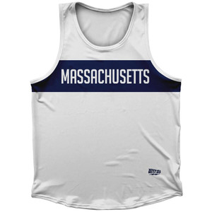 Massachusetts Finish Line State Flag Sport Tank Top Made In USA - White Massachusetts Finish Line State Flag Sport Tank Top Made In USA - White