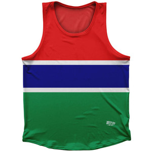 Gambia Country Flag Sport Tank Top Made In USA-Red Blue Green Gambia Country Flag Sport Tank Top Made In USA-Red Blue Green
