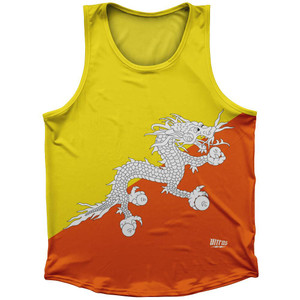 Bhutan Country Flag Sport Tank Top Made In USA - Yellow Orange Bhutan Country Flag Sport Tank Top Made In USA - Yellow Orange