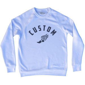 Custom Running Track Winged Foot Adult Tri-Blend Sweatshirt-White