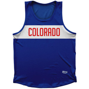 Colorado Finish Line State Flag Sport Tank Top Made In USA - Blue Colorado Finish Line State Flag Sport Tank Top Made In USA - Blue