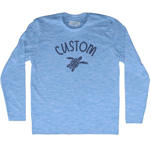 Custom Sea Turtle Adult Tri-Blend Long Sleeve T-shirt-Athletic Blue Custom Sea Turtle Adult Tri-Blend Long Sleeve T-shirt-Athletic Blue