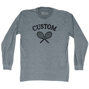 Custom Tennis Rackets Adult Tri-Blend Long Sleeve T-shirt - Athletic Grey Custom Tennis Rackets Adult Tri-Blend Long Sleeve T-shirt - Athletic Grey