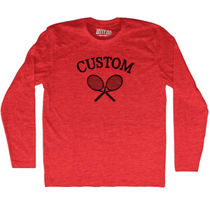Custom Tennis Rackets Adult Tri-Blend Long Sleeve T-shirt-Athletic Red Custom Tennis Rackets Adult Tri-Blend Long Sleeve T-shirt-Athletic Red
