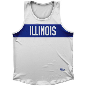 Illinois Finish Line State Flag Sport Tank Top Made In USA - White Illinois Finish Line State Flag Sport Tank Top Made In USA - White