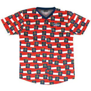 Ultras Georgia State Party Flags Soccer Jersey Made In USA-Red Blue Ultras Georgia State Party Flags Soccer Jersey Made In USA-Red Blue