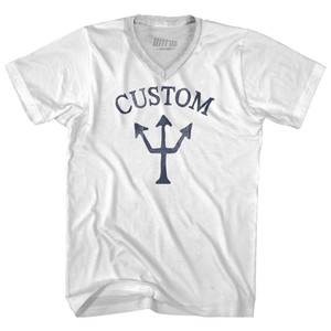 Custom Trident Adult Tri-Blend V-neck T-shirt - White