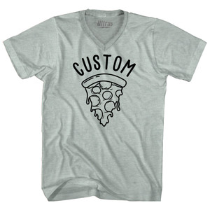 Custom Pizza Adult Tri-Blend V-neck T-shirt - Athletic Cool Grey