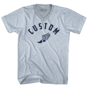 Custom Running Track Winged Foot Adult Tri-Blend V-neck T-shirt-Athletic White Custom Running Track Winged Foot Adult Tri-Blend V-neck T-shirt-Athletic White