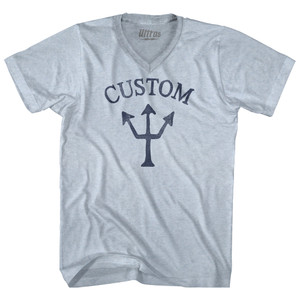 Custom Trident Adult Tri-Blend V-neck T-shirt - Athletic White