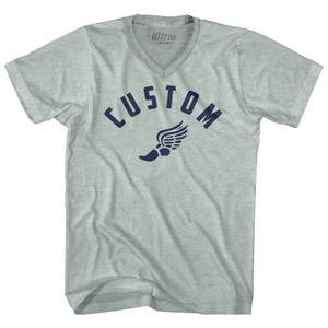 Custom Running Track Winged Foot Adult Tri-Blend V-neck T-shirt - Athletic Cool Grey Custom Running Track Winged Foot Adult Tri-Blend V-neck T-shirt - Athletic Cool Grey