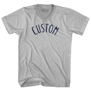 Custom Sand Font Adult Tri-Blend V-neck T-shirt - Cool Grey Custom Sand Font Adult Tri-Blend V-neck T-shirt - Cool Grey