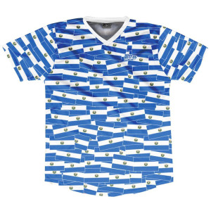 Ultras El Salvador Party Flags Soccer Jersey Made In USA - Blue White Ultras El Salvador Party Flags Soccer Jersey Made In USA - Blue White