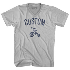 Custom Tricycle Adult Tri-Blend V-neck T-shirt - Cool Grey