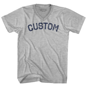 Custom Text Adult Cotton V-neck T-shirt - Grey Heather