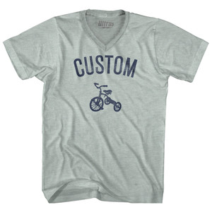 Custom Tricycle Adult Tri-Blend V-neck T-shirt - Athletic Cool Grey