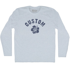 Custom Hibiscus Adult Tri-Blend Long Sleeve T-shirt - Athletic White