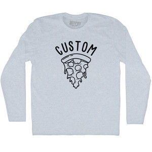 Custom Pizza Adult Tri-Blend Long Sleeve T-shirt - Athletic White