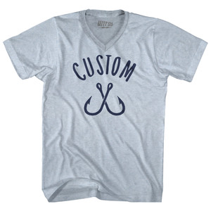 Custom Fishing Hooks Adult Tri-Blend V-neck T-shirt - Athletic White Custom Fishing Hooks Adult Tri-Blend V-neck T-shirt - Athletic White