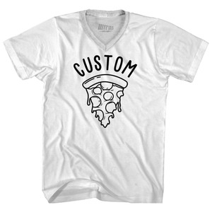 Custom Pizza Adult Tri-Blend V-neck T-shirt - White Custom Pizza Adult Tri-Blend V-neck T-shirt - White