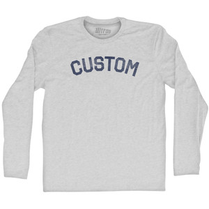Custom Text Adult Cotton Long Sleeve T-shirt-Grey Heather