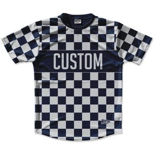 Navy Blue & Medium Grey Custom Checkerboard Running Shirt Made in USA - Navy Blue & Medium Grey Navy Blue & Medium Grey Custom Checkerboard Running Shirt Made in USA - Navy Blue & Medium Grey