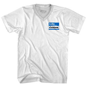 Hello My Name Is Small Chest Adult Tri-Blend V-neck T-shirt - White