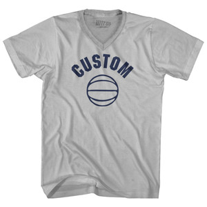 Custom Basketball Old School Ball Adult Tri-Blend V-neck T-shirt - Cool Grey Custom Basketball Old School Ball Adult Tri-Blend V-neck T-shirt - Cool Grey