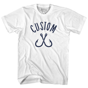 Custom Fishing Hooks Adult Cotton T-shirt-White