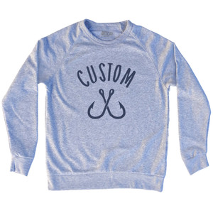 Custom Fishing Hooks Adult Tri-Blend Sweatshirt - Grey Heather