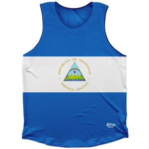 Nicaragua Country Flag Athletic Tank Top Made in USA - Blue White