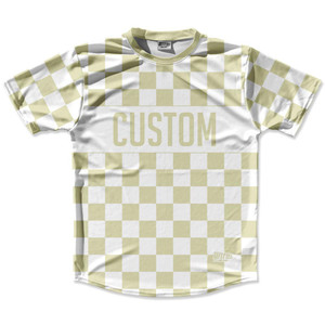 Brown Vegas Gold & White Custom Checkerboard Running Shirt Made in USA - Brown Vegas Gold & White Brown Vegas Gold & White Custom Checkerboard Running Shirt Made in USA - Brown Vegas Gold & White