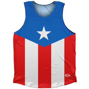 Puerto Rico Country Flag Athletic Tank Top Made in USA - Blue White Puerto Rico Country Flag Athletic Tank Top Made in USA - Blue White