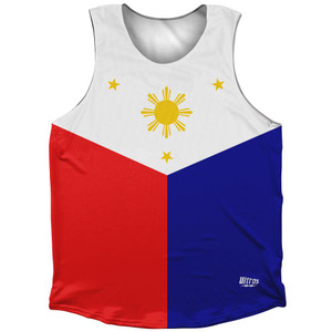 Philippines Country Flag Athletic Tank Top Made in USA - White Blue Philippines Country Flag Athletic Tank Top Made in USA - White Blue