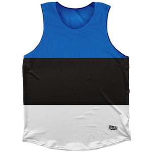 Estonia Country Flag Athletic Tank Top Made in USA - Black Blue Estonia Country Flag Athletic Tank Top Made in USA - Black Blue