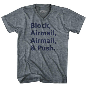 Cornhole Game Plan Block Airmail Airmail Push Adult Tri-Blend V-Neck T-Shirt - Athletic Grey