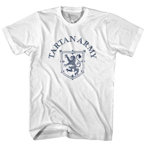 Scotland Lion Crest Tartan Army Soccer Adult Cotton T-Shirt - White Scotland Lion Crest Tartan Army Soccer Adult Cotton T-Shirt - White