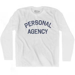 Personal Agency Adult Cotton Long Sleeve T-Shirt-White Personal Agency Adult Cotton Long Sleeve T-Shirt-White