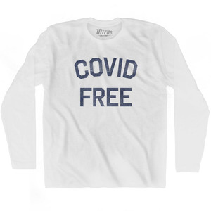 Covid Free Adult Cotton Long Sleeve T-shirt - White Covid Free Adult Cotton Long Sleeve T-shirt - White
