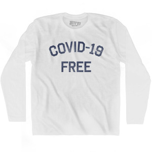 Covid-19 Free Adult Cotton Long Sleeve T-shirt - White Covid-19 Free Adult Cotton Long Sleeve T-shirt - White