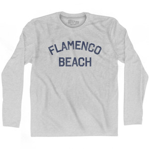 Flamenco Beach Adult Cotton Long Sleeve T-Shirt - Grey Heather