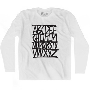 Alphabet Adult Cotton Long Sleeve T-shirt-White Alphabet Adult Cotton Long Sleeve T-shirt-White