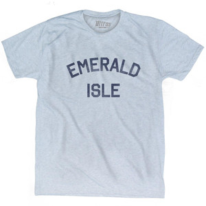 North Carolina Emerald Isle Adult Tri-Blend Vintage T-shirt - Athletic White