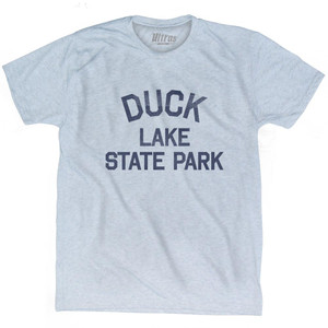 Michigan Duck Lake State Park Adult Tri-Blend Vintage T-shirt-Athletic White